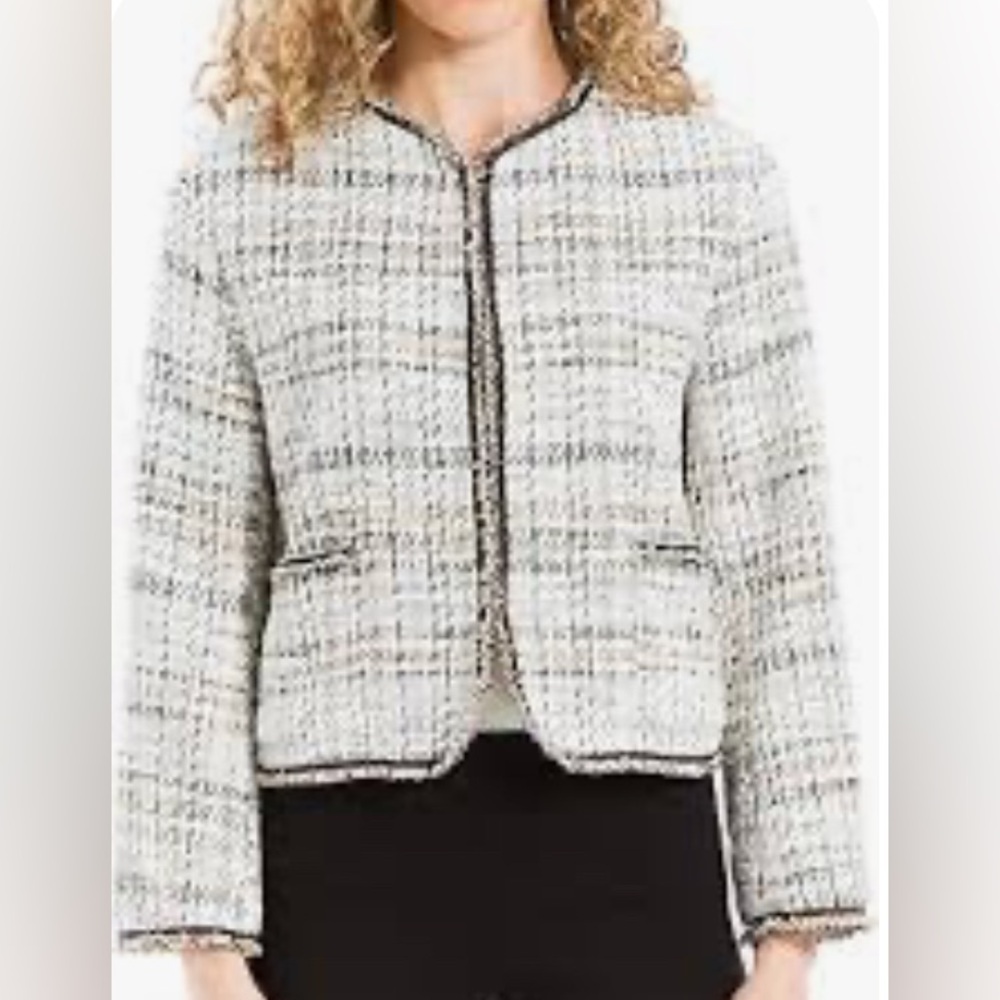 Max Studio Black and White Tweed Blazer Jacket Top Size 2X